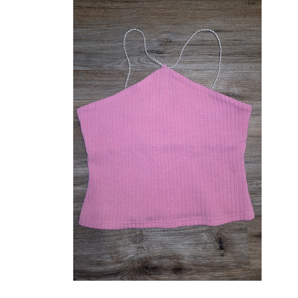 NWT 4SI3NNA size L Francis Crop Top Ribbed Knit Tank Beaded Strap